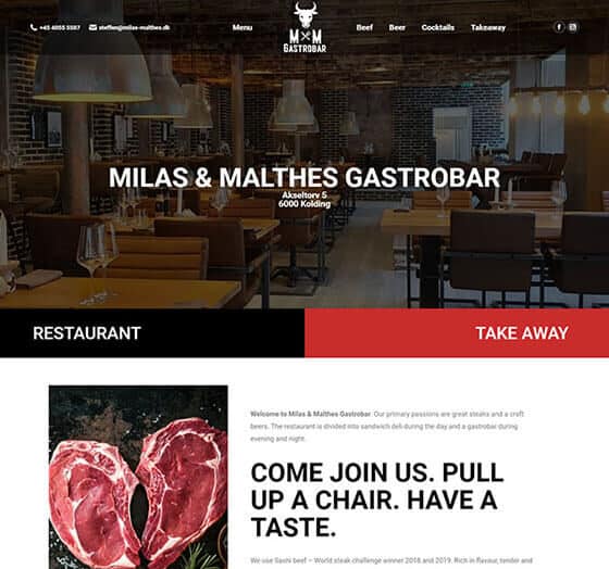 Ny hjemmeside til Milas & Malthes Gastropub i Kolding
