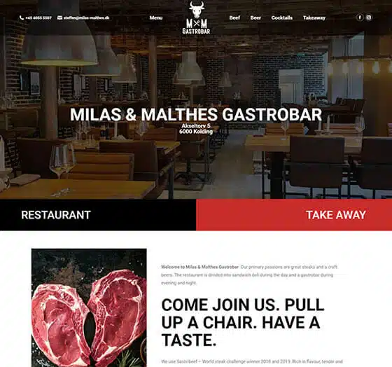Ny hjemmeside til Milas & Malthes Gastropub i Kolding